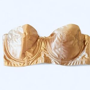 Gold Strapless Satin Bra